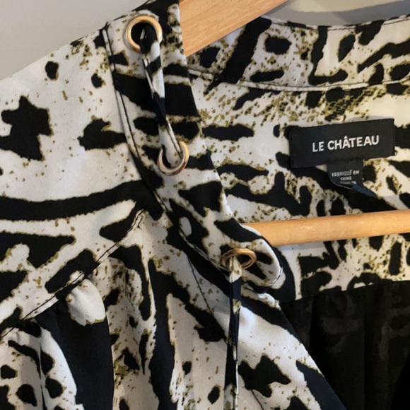 Le Chateau ombré white/dark brown dress size small - Picture 3 of 6